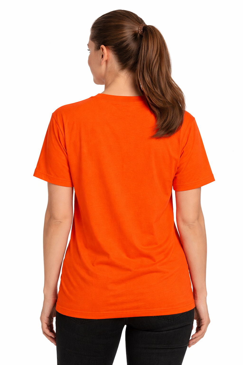 Orange custom t-shirt back view - personalized design