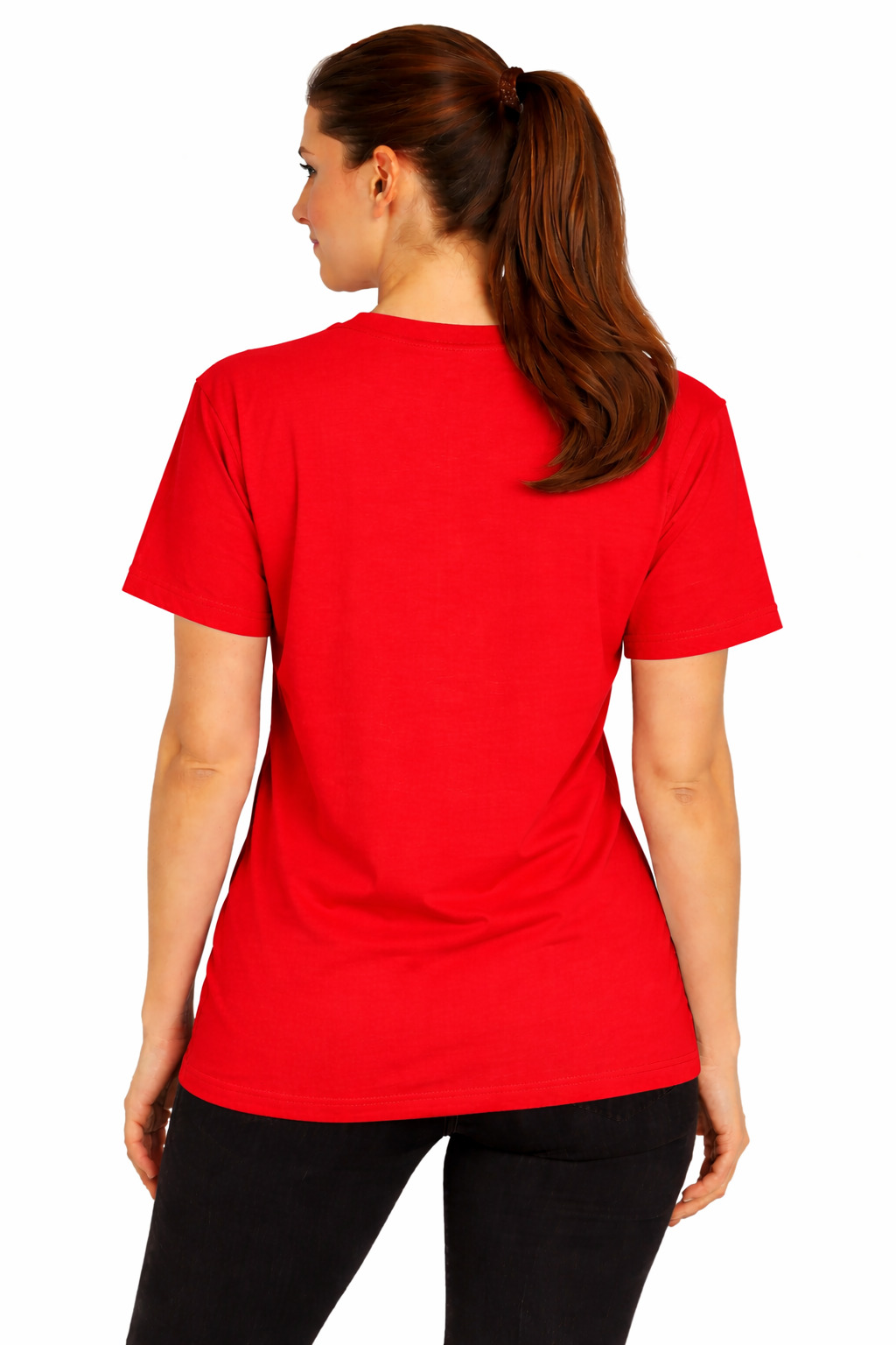 Red custom t-shirt back view - personalized design