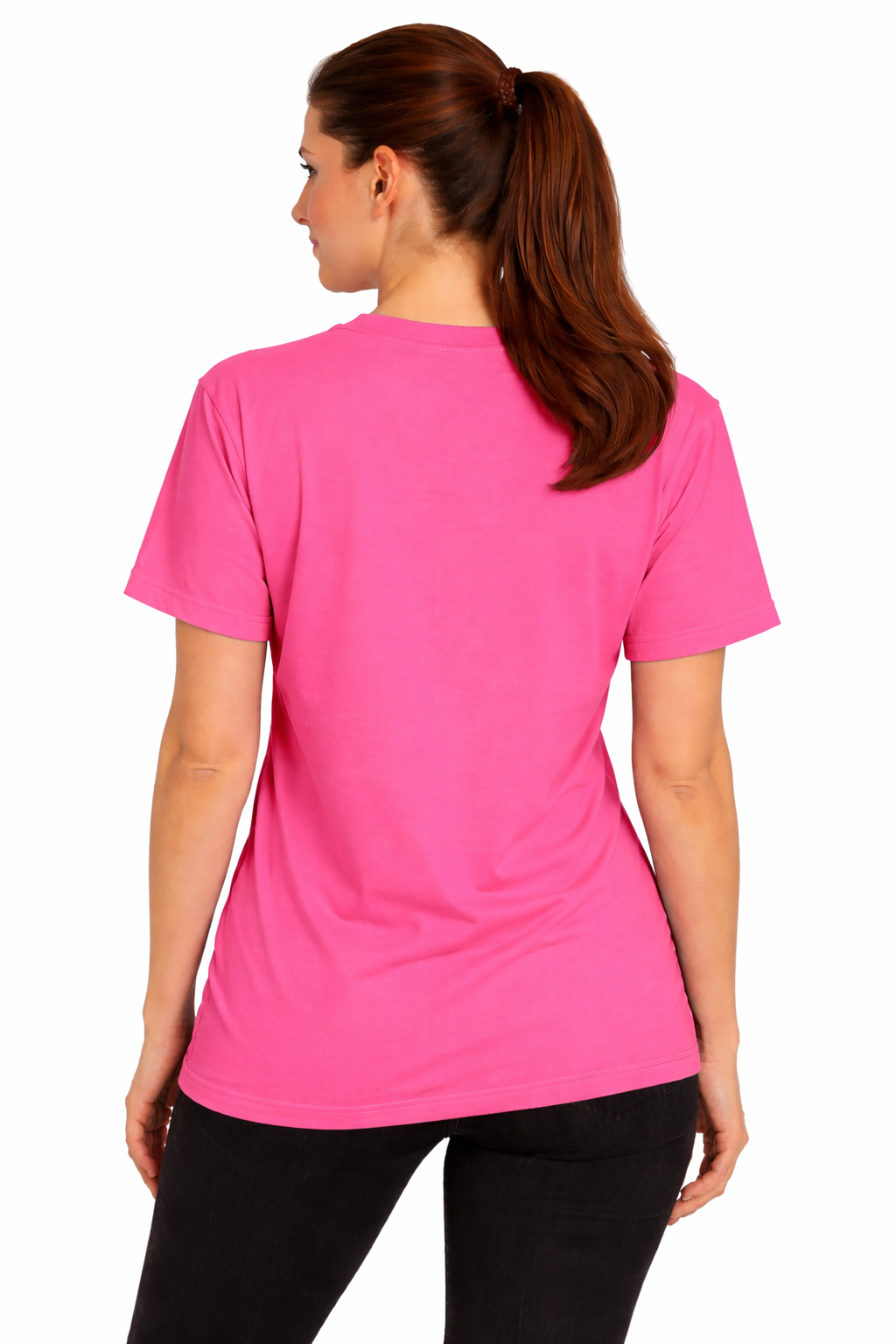 Pink custom t-shirt back view - personalized design