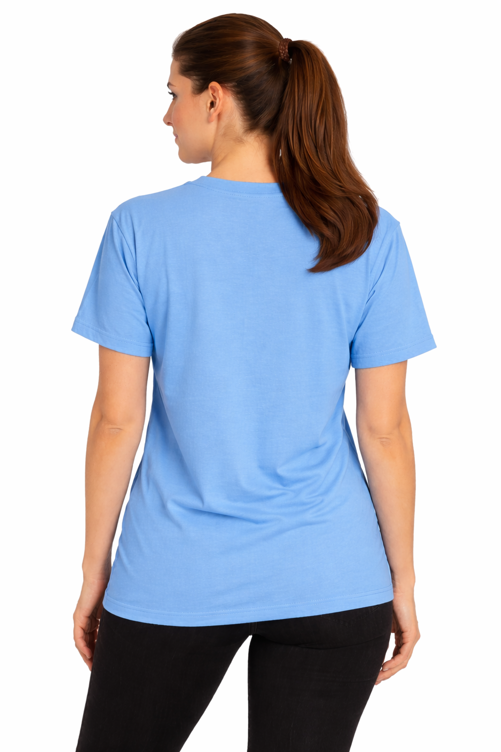 Blue custom t-shirt back view - personalized design