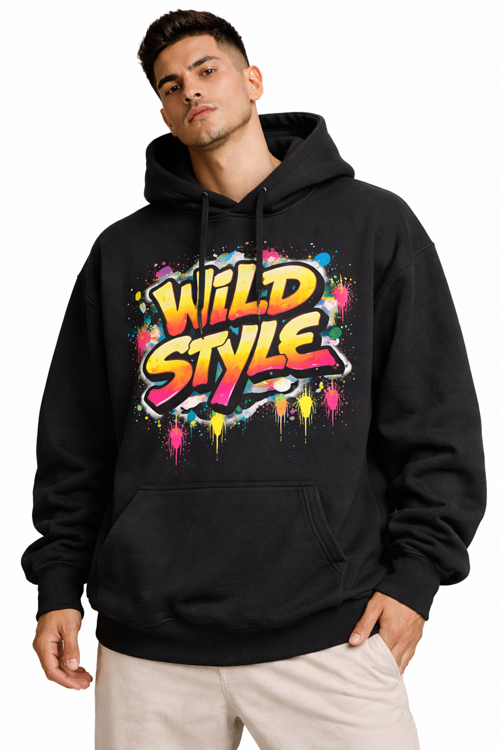 Bold graffiti streetwear hoodie custom design