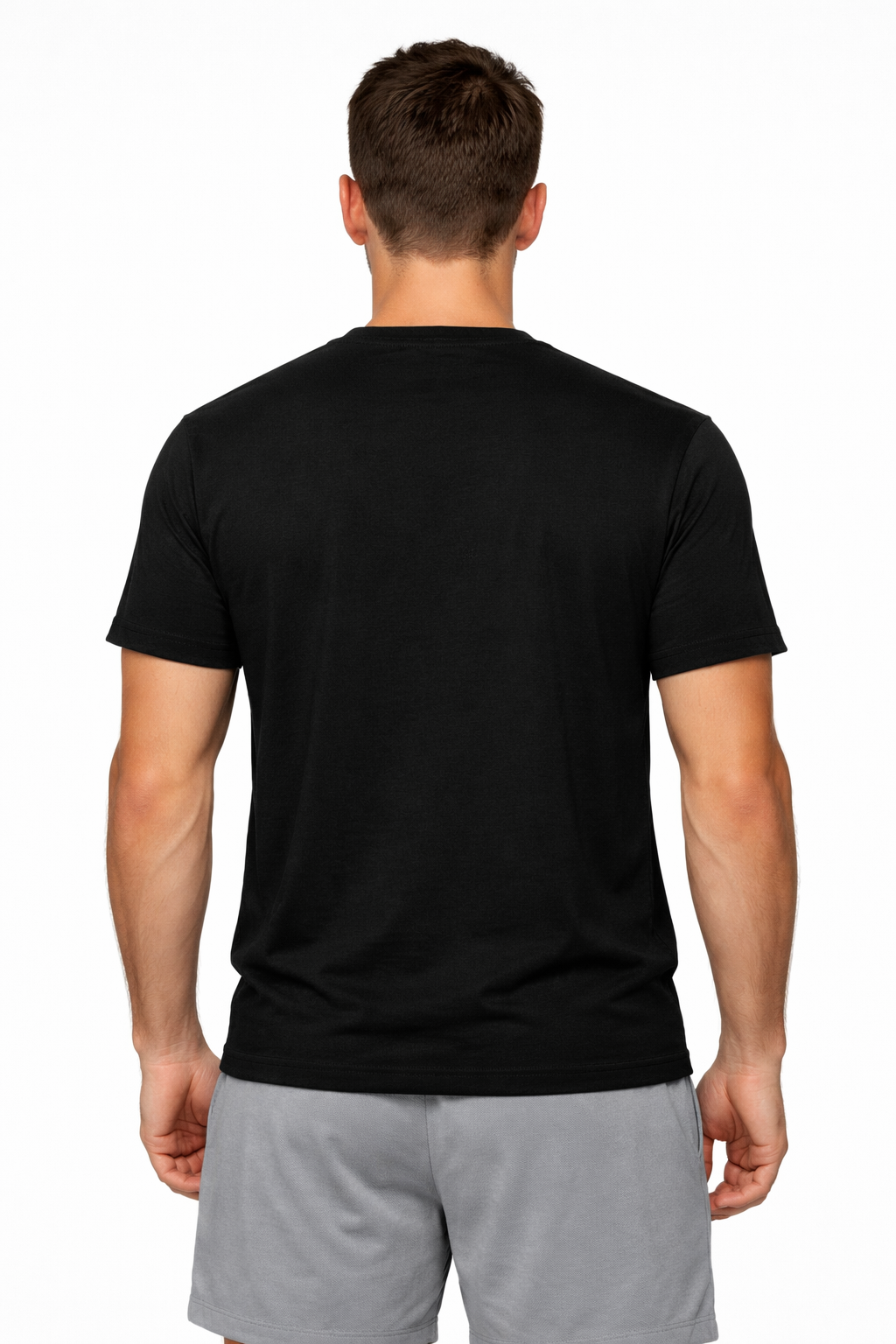 Black custom men's t-shirt back view - premium business apparel