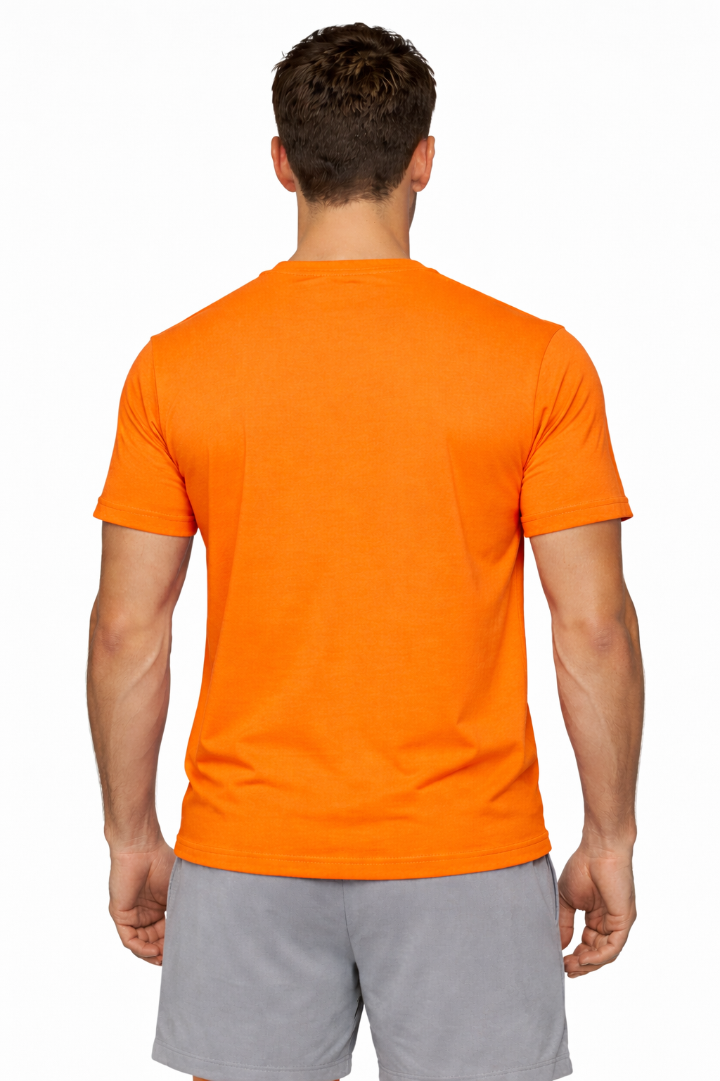 Orange custom men's t-shirt back view - professional workwear