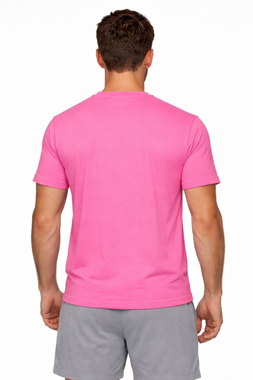 Pink custom men's t-shirt back view - modern branded apparel
