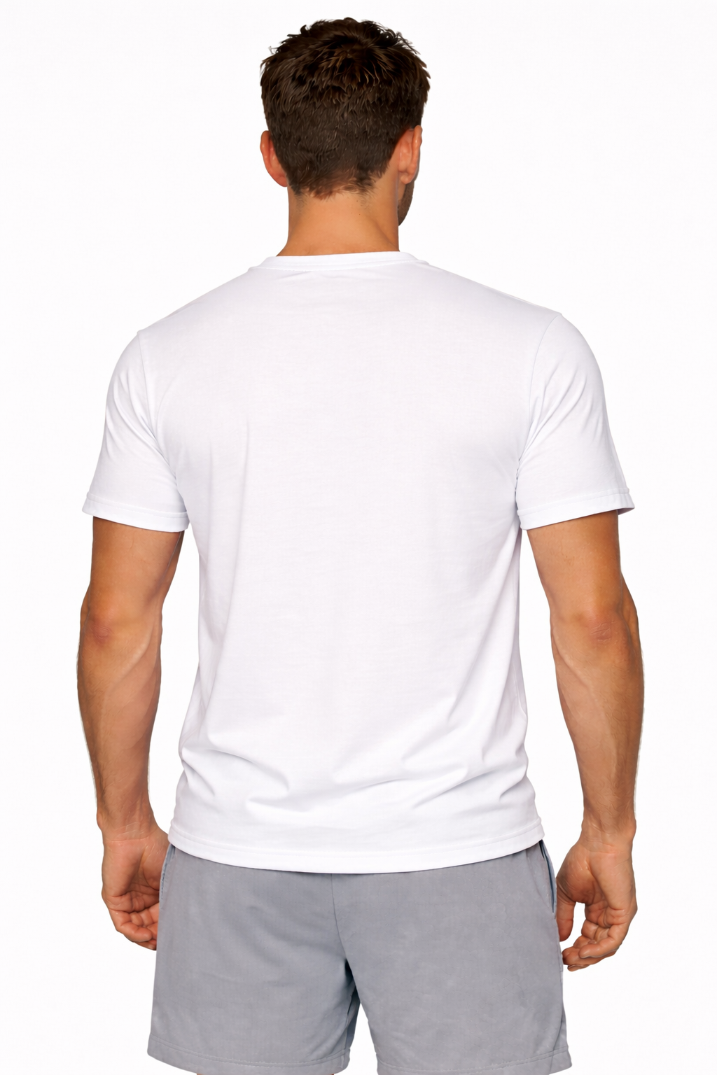 White custom men's t-shirt back view - clean professional uniforms