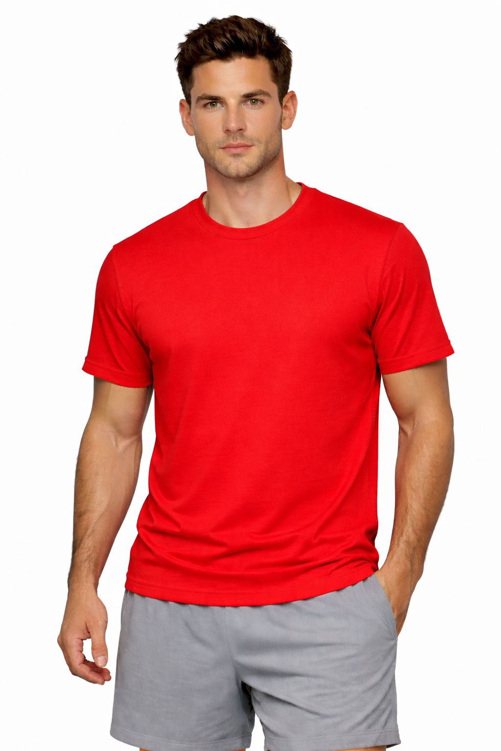 Red custom men's t-shirt front view - bold promotional shirts