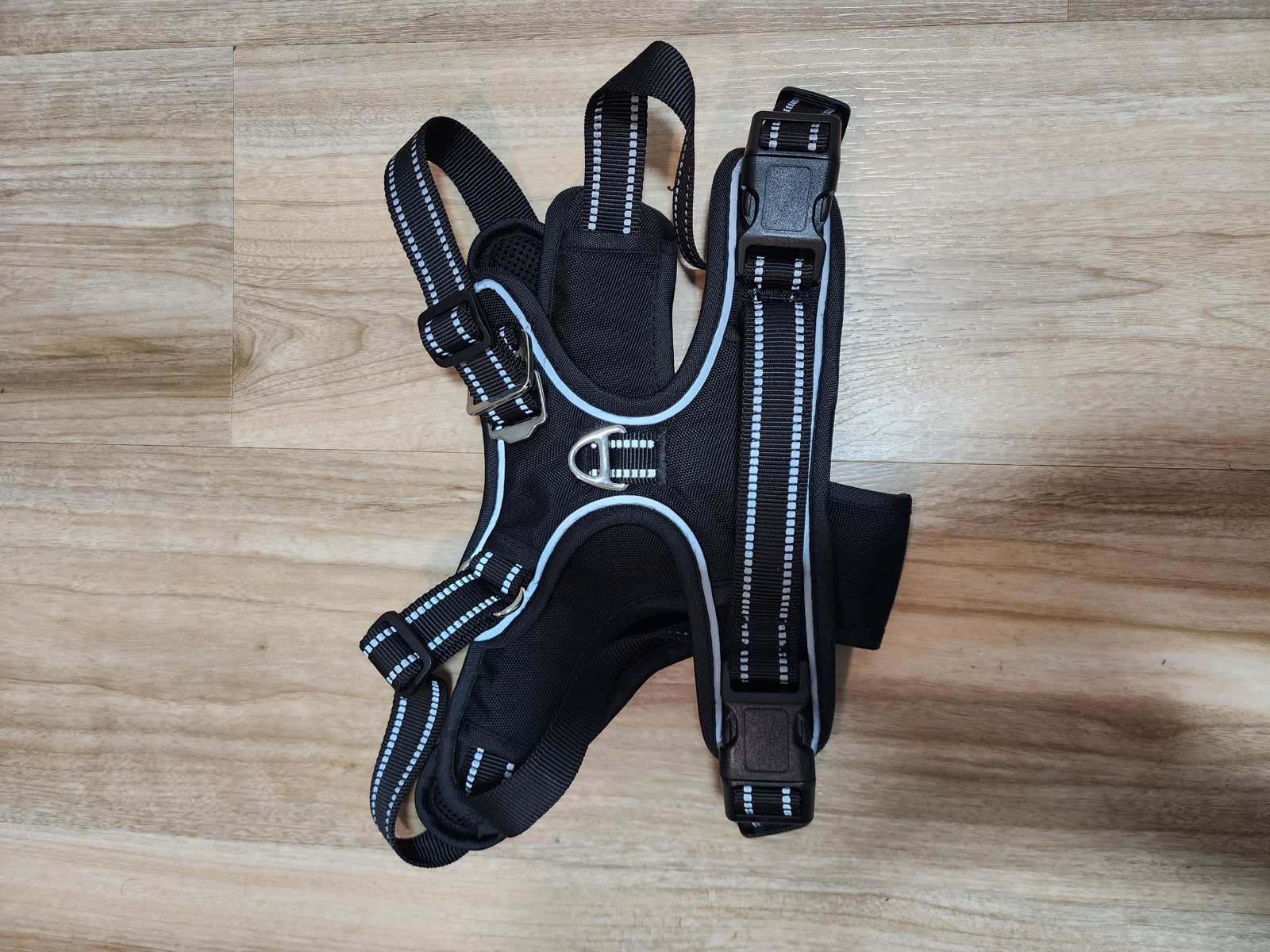 3 Piece Dog Harness Kit, No Pull Padded Reflective Harness with Handle, Heavy Duty Rope Leash and Reusable Pet Hair Remover, Small Medium Large XL Black XL no pull padded reflective dog harness with control handle