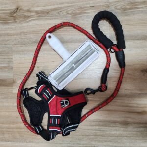 Dog Clearance in Fort Wayne, Indiana - LED Collars, Harness Kits and Leashes Red small 3 piece dog harness kit with rope leash and pet hair remover