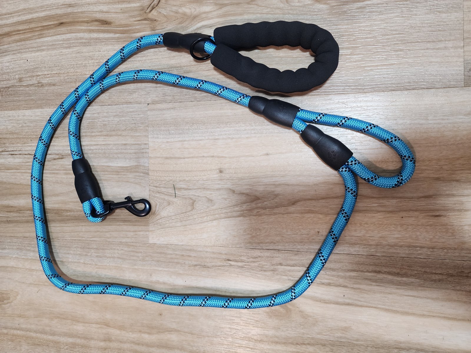 3 Piece Dog Harness Kit, No Pull Padded Reflective Harness with Handle, Heavy Duty Rope Leash and Reusable Pet Hair Remover, Small Medium Large XL Blue heavy duty braided rope dog leash with two padded handles