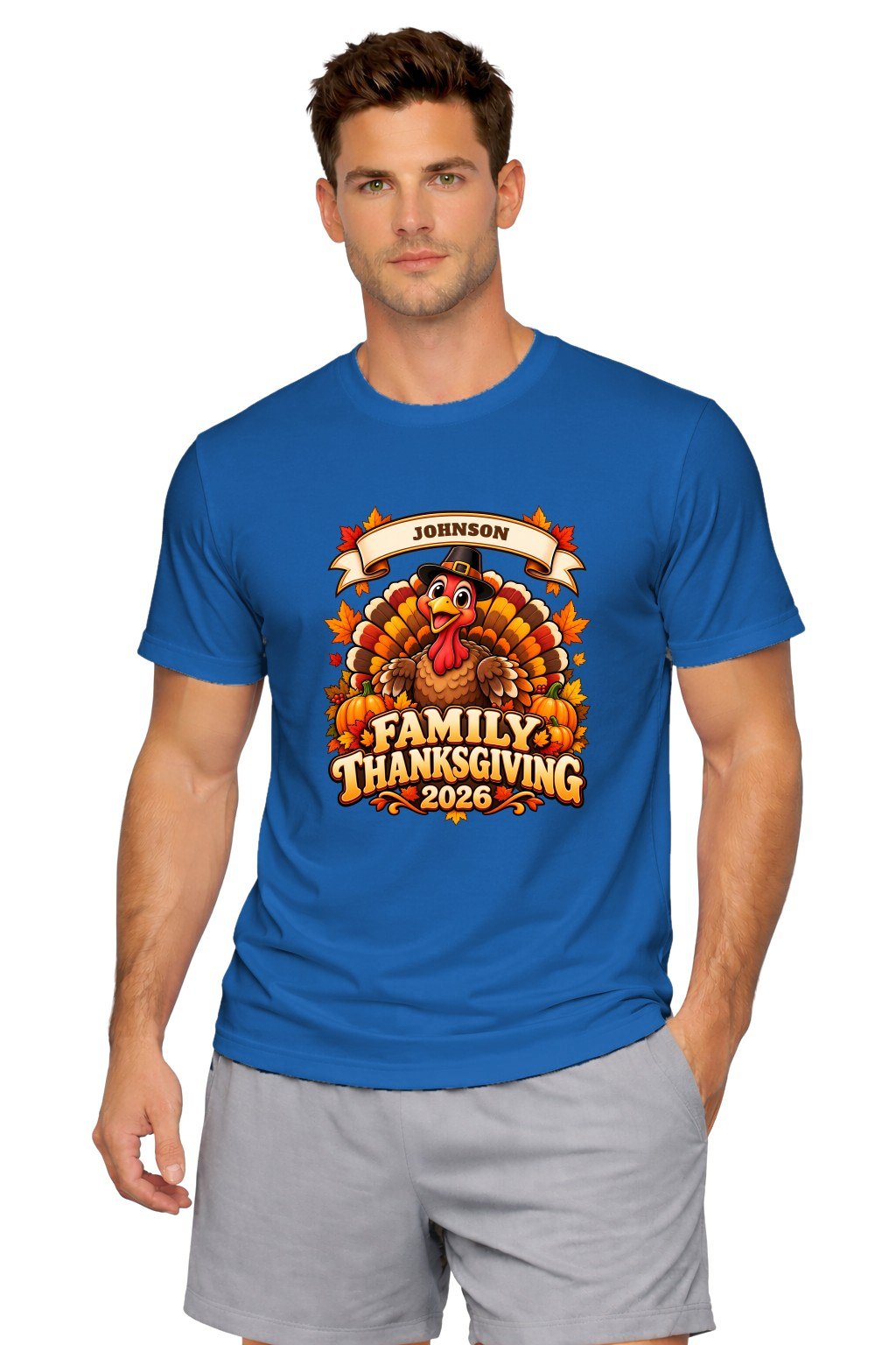 Family Thanksgiving Shirts 2026 - Custom Last Name Family Thanksgiving shirts 2026 with custom last name, royal t-shirt