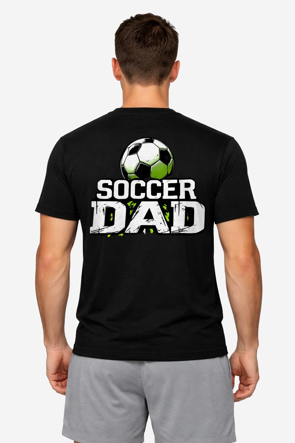 Soccer Dad Shirt SOCCER DAD Football Design design on Men's black t-shirt, back
