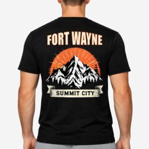 Fort Wayne Summit City Shirt design on Men's black t-shirt, back