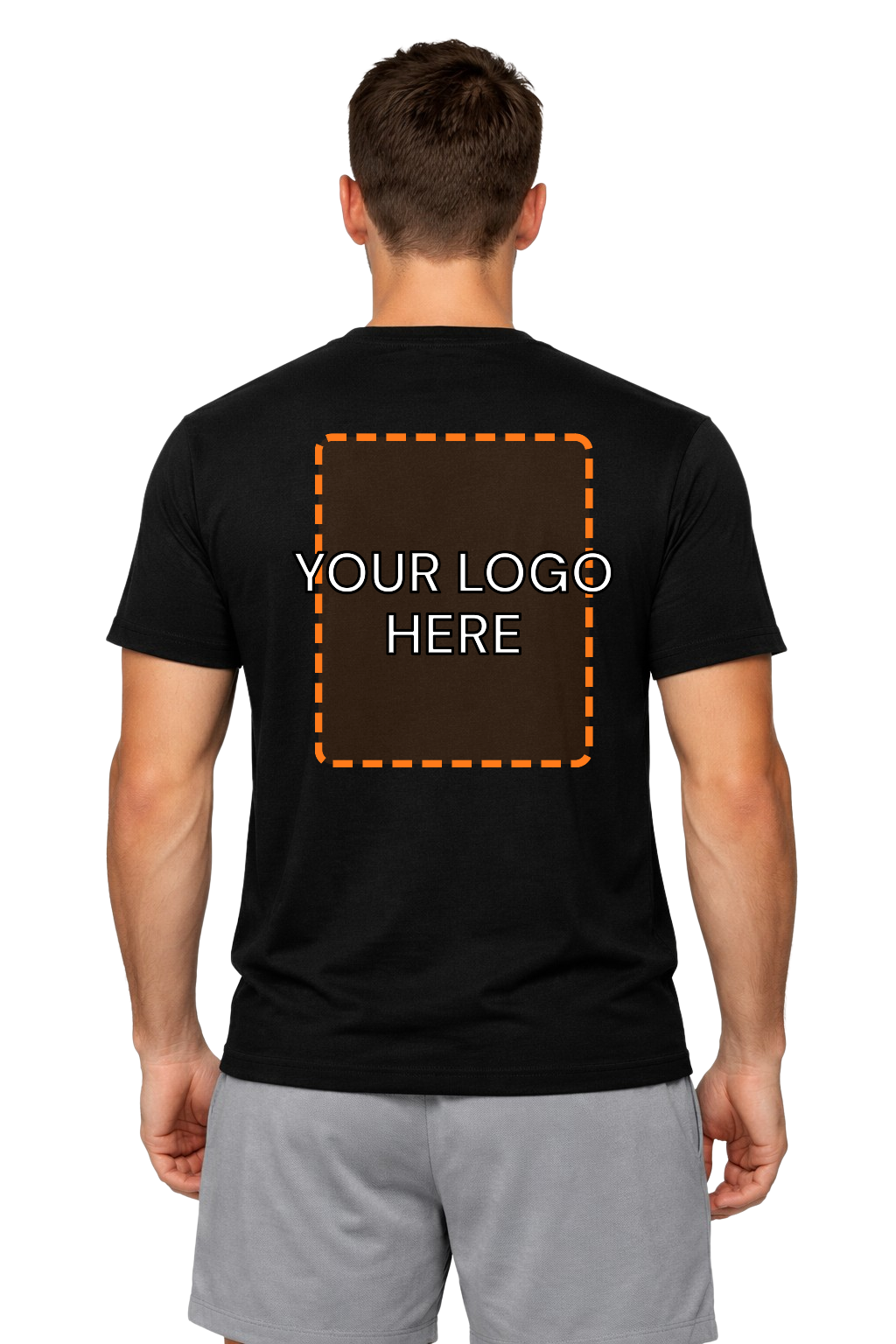 Black custom t-shirt for men - Fort Wayne printing, back view