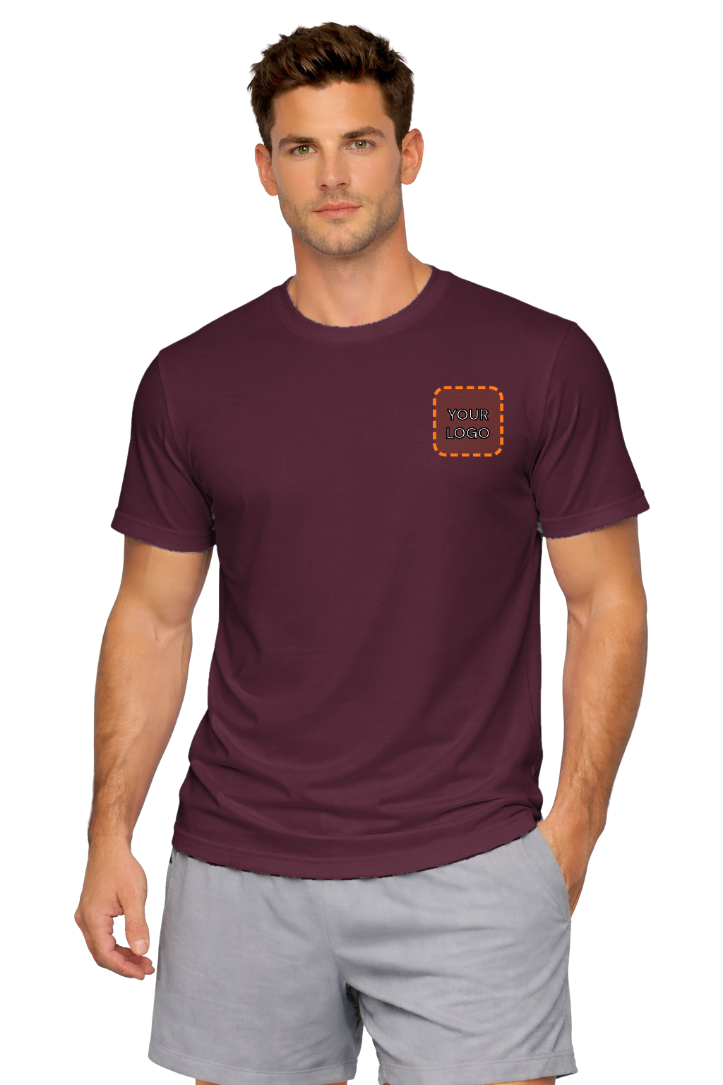 Maroon custom t-shirt for men - Fort Wayne printing, front view