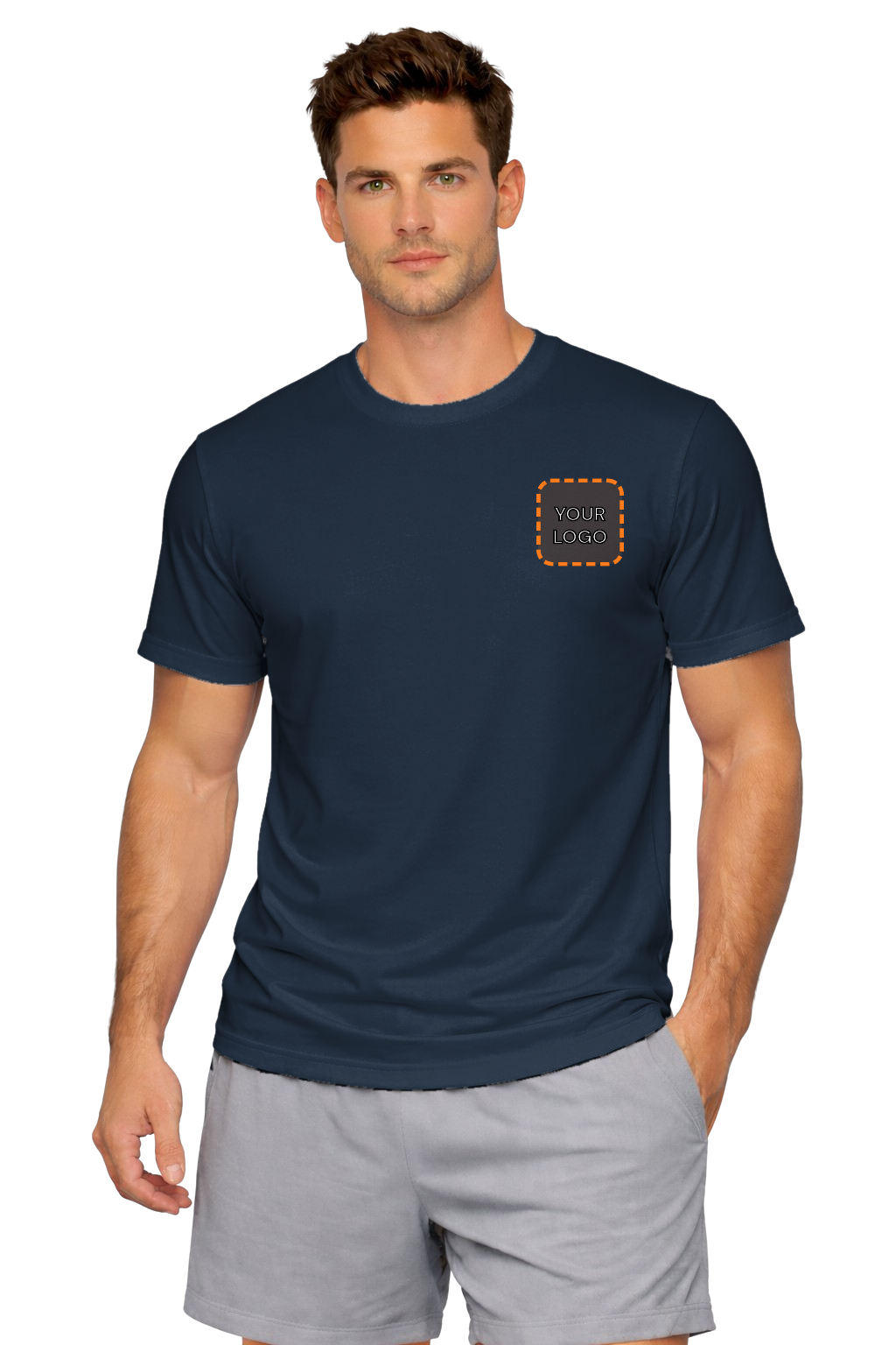 Navy custom t-shirt for men - Fort Wayne printing, front view