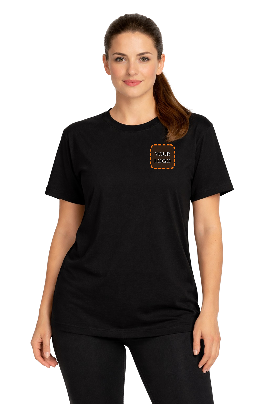 Black custom t-shirt for women - Fort Wayne printing, front view