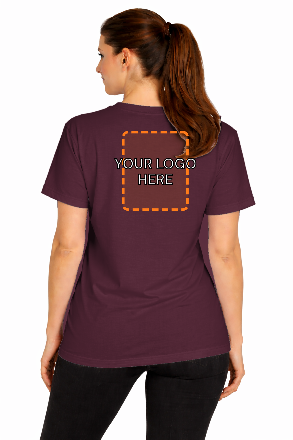 Maroon custom t-shirt for women - Fort Wayne printing, back view