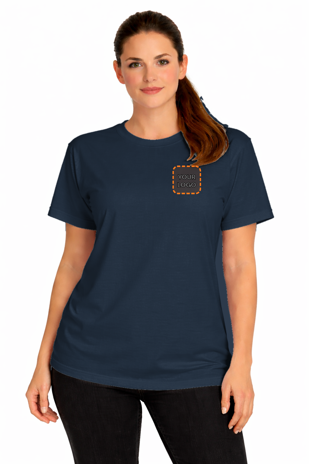 Navy custom t-shirt for women - Fort Wayne printing, front view
